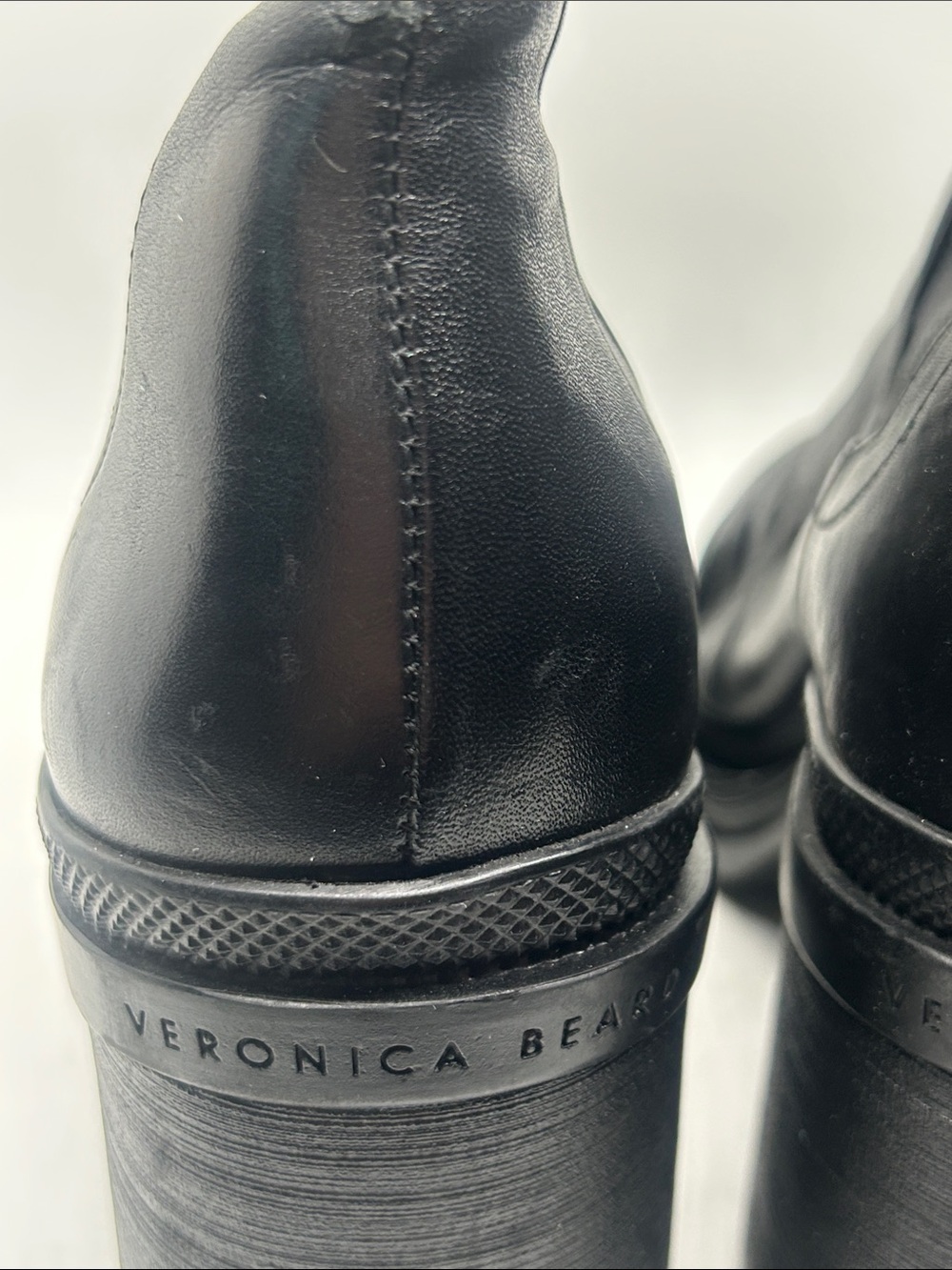 Veronica Beard Black Leather Block Heel Pull On Chelsea Boots Shoes **Size 7.5** - Picture 9 of 13